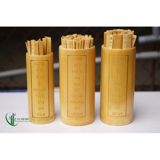 Ống xin xăm, ống lắc xin xăm, ống thông thiên 64 thẻ dịch khắc tinh xảo, ống xin quẻ bằng tre cao cấp - tre việt bắc