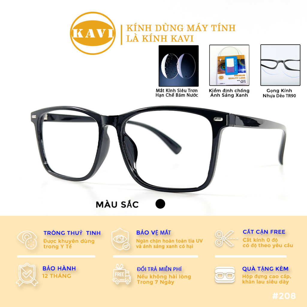 Kavi208 - Kính Chống Ánh Sáng Xanh Máy Tính Cho Người Mặt To