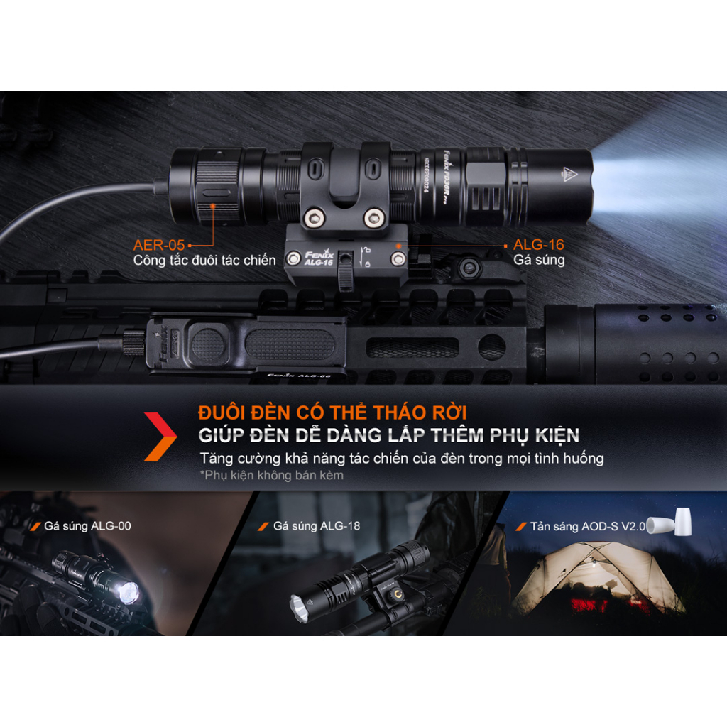 Đèn pin FENIX PD36R PRO sáng 2800lm chiếu xa 380m pin 21700 5000mAh sạc USB C công tắc kép phản ứng nhanh