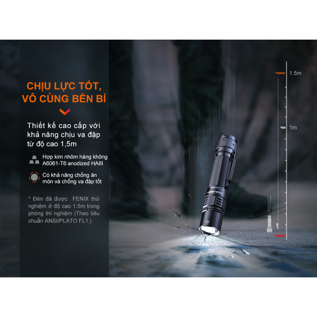 Đèn pin FENIX PD36R PRO sáng 2800lm chiếu xa 380m pin 21700 5000mAh sạc USB C công tắc kép phản ứng nhanh