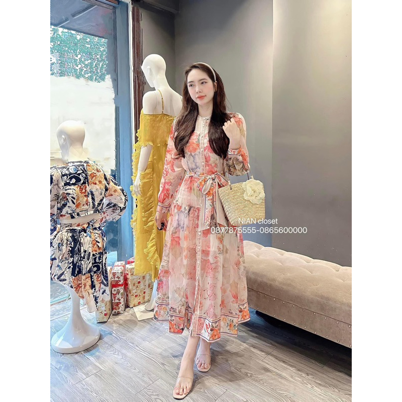 Váy tơ hoa ZMM kèm đai cao cấp