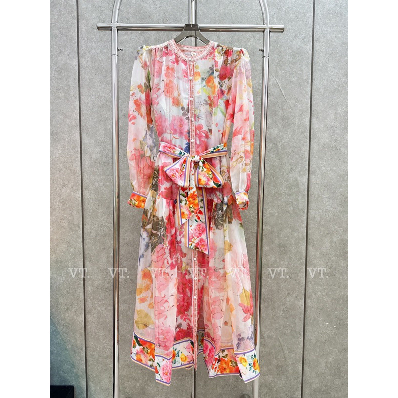 Váy tơ hoa ZMM kèm đai cao cấp