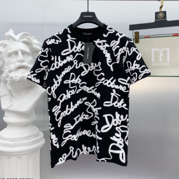 Áo phông Nam cot.ton in chữ Do.lce quanh áo nhiều chữ siêu hot 2023
