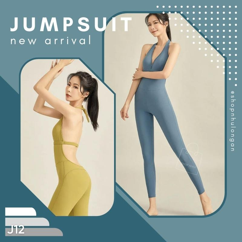 Jumpsuit nữ J12 hàng Quảng Châu cao cấp hở lưng vải co giãn 4 chiều, chuyên tập Gym Yoga