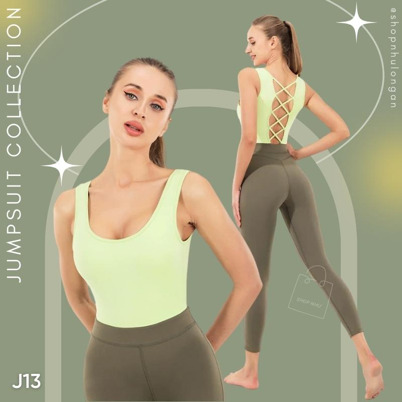 Jumpsuit nữ J13 hàng Quảng Châu cao cấp hở lưng vải co giãn 4 chiều, chuyên tập Gym Yoga