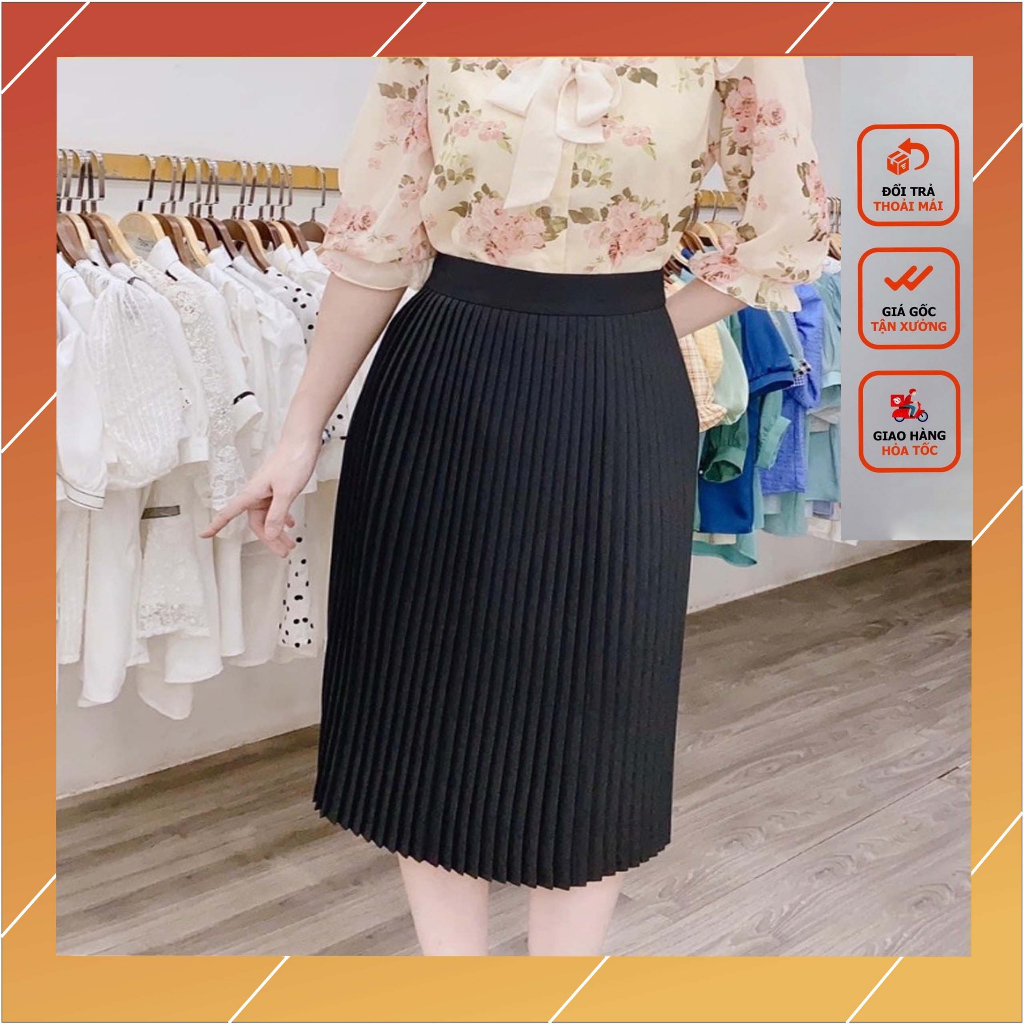 Chân váy xếp ly dáng dài công sở cao cấp không xù, không ra màu