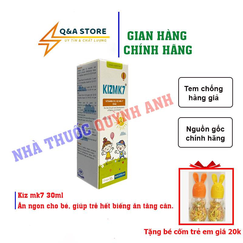 KIZMK7 30ml siro ăn ngon cho bé, giúp trẻ hết biếng ăn tăng cân, tăng