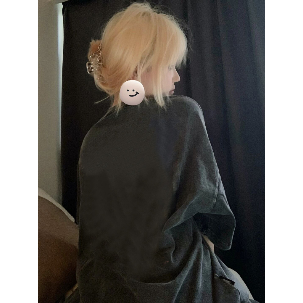 PO FLORET Áo thun unisex rộng con mèo in Oversize áo phông nữ 100%Cotton áo phông cổ điển đã giặt