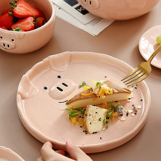 [Xả hàng] Bộ bát đĩa sứ heo hồng -Meii.decor