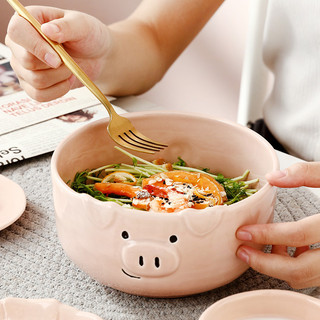 [Xả hàng] Bộ bát đĩa sứ heo hồng -Meii.decor