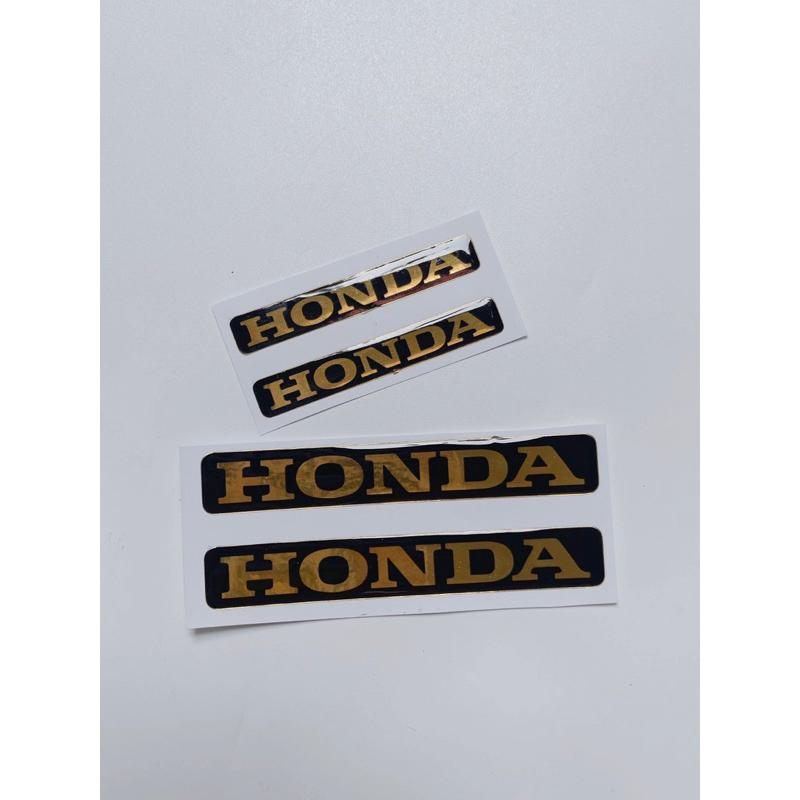 Cặp 2 tem nổi chữ Honda màu vàng đồng dán trang trí xe máy