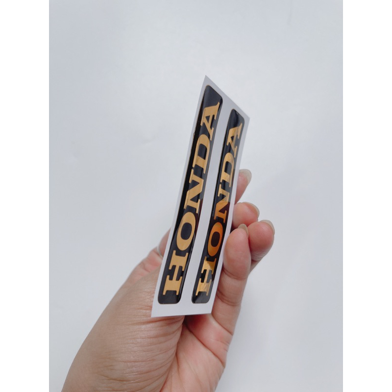 Cặp 2 tem nổi chữ Honda màu vàng đồng dán trang trí xe máy