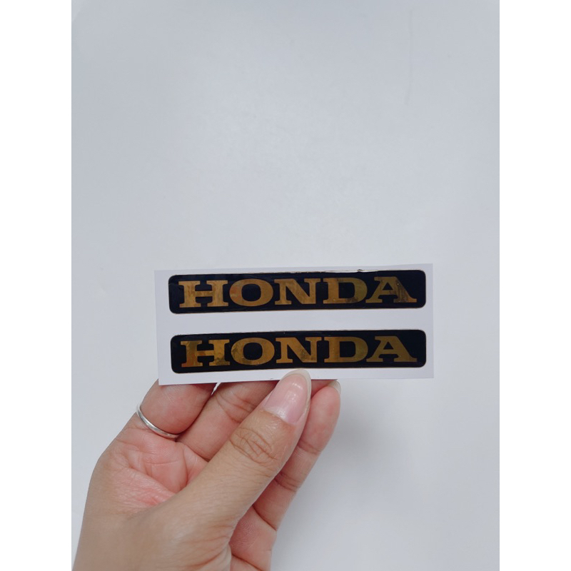 Cặp 2 tem nổi chữ Honda màu vàng đồng dán trang trí xe máy