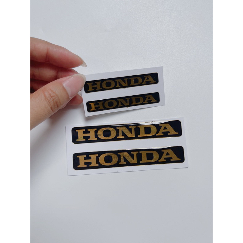 Cặp 2 tem nổi chữ Honda màu vàng đồng dán trang trí xe máy