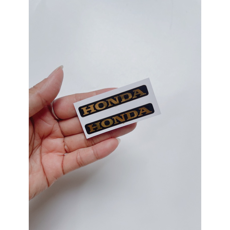 Cặp 2 tem nổi chữ Honda màu vàng đồng dán trang trí xe máy