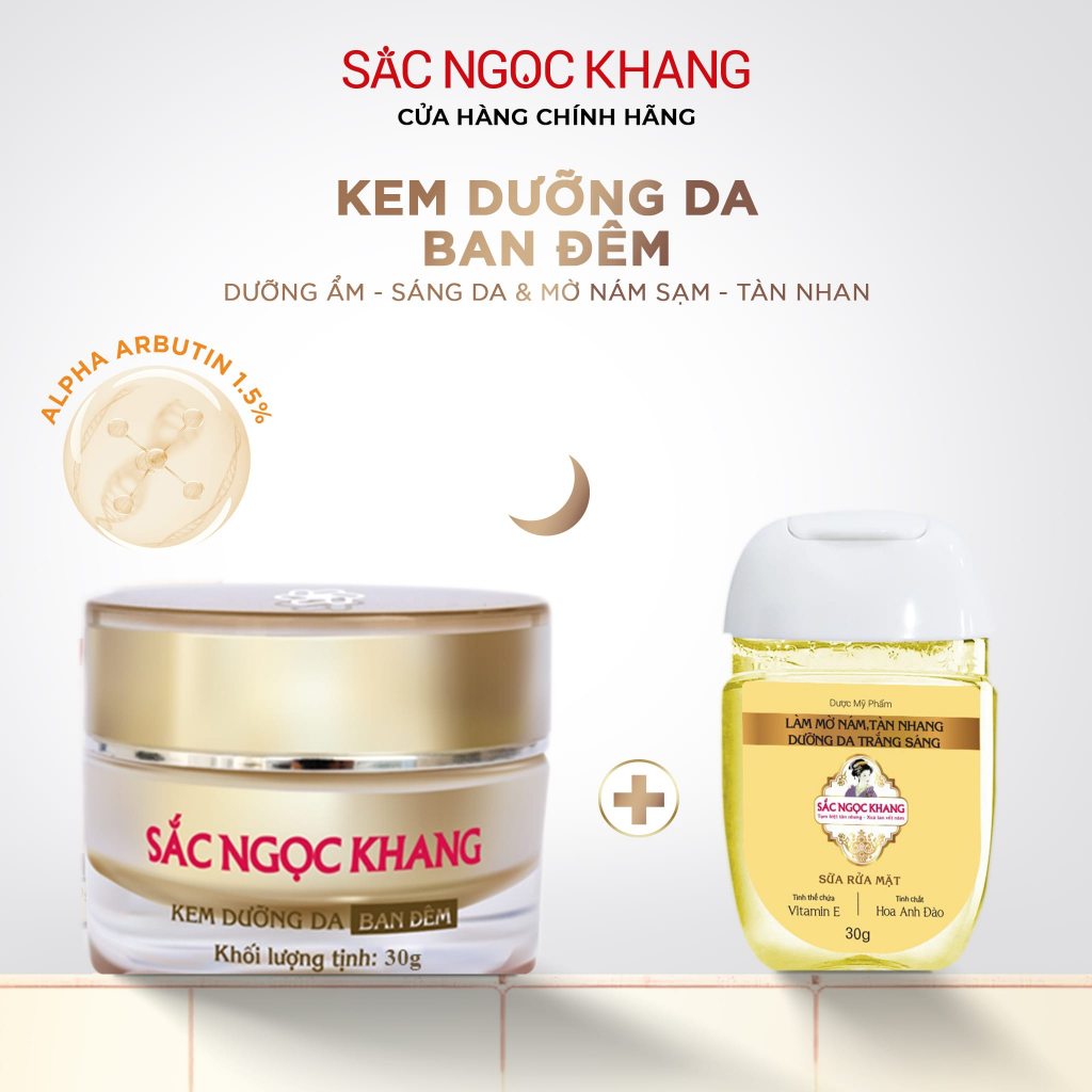 Kem Dưỡng Da Ban Đêm Sắc Ngọc Khang 30g chiết suất từ thiên nhiên giúp dưỡng ẩm, ngăn ngừa lão hóa & mờ nám sạm tàn nhan