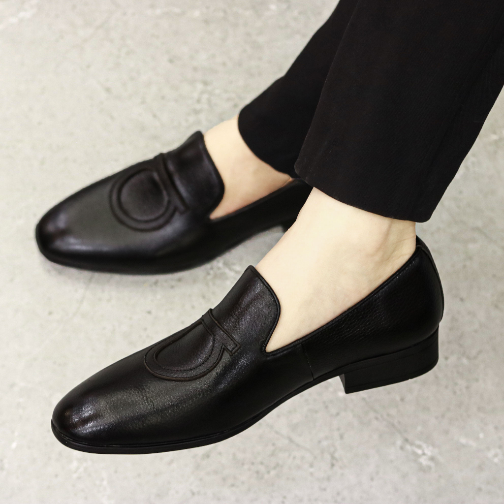 Giày Lười Nam Công Sở XOĂN SHOP Da Bò Thật Size 38 Đến 42 Màu Đen/Nâu - G044
