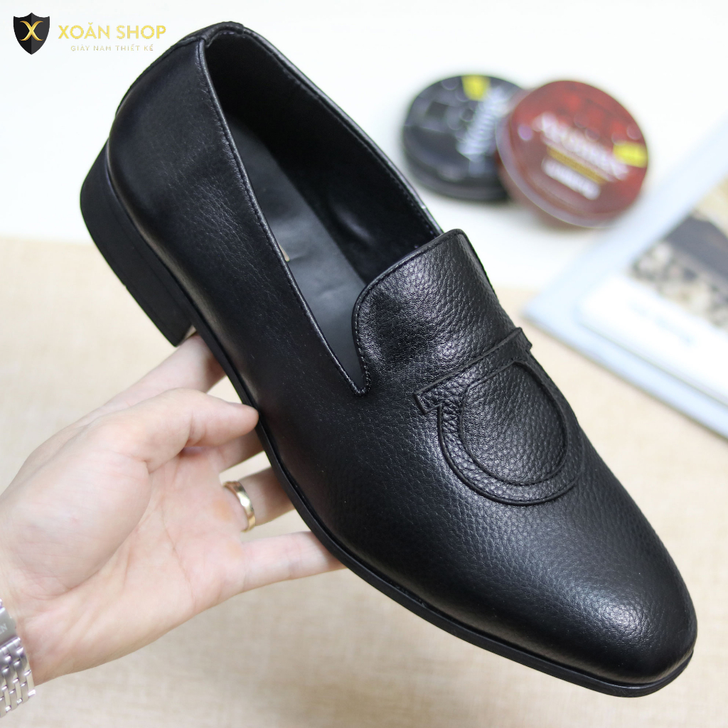 Giày Lười Nam Công Sở XOĂN SHOP Da Bò Thật Size 38 Đến 42 Màu Đen/Nâu - G044