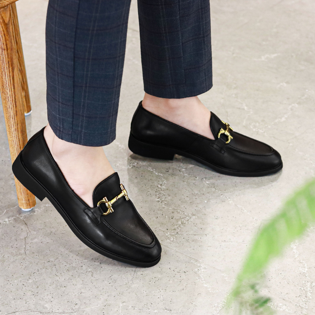 Giày Lười Nam Công Sở XOĂN SHOP Da Bò Thật Size 38 Đến 43 Màu Đen - G062