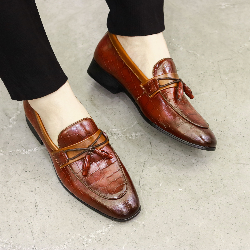 Giày Lười Nam Công Sở XOĂN SHOP Phong Cách Hàn Quốc Da Thật Nappa Có Chuông Mã G071