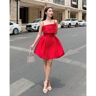 Đầm bigsize hai dây dáng xòe bánh bèo phối nơ xinh xắn ( Thời trang Vicky G - Anitagreen ) HN0423