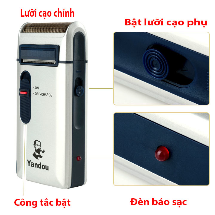 Máy Cạo Râu Khô, Không Dây Chính Hãng Yandou Model SCW301U, Đa Năng Sử Dụng Pin Sạc, Nhỏ Gọn - Tiện Lợi Bản Cao Cấp 2023
