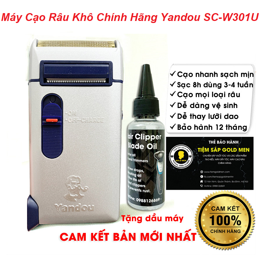 Máy Cạo Râu Khô, Không Dây Chính Hãng Yandou Model SCW301U, Đa Năng Sử Dụng Pin Sạc, Nhỏ Gọn - Tiện Lợi Bản Cao Cấp 2023