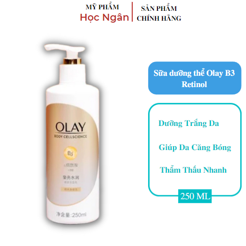 Sữa dưỡng thể Olay B3 Retinol, dưỡng ẩm, trắng da toàn thân, mẫu mới dung tích 250ml, myphamhocngan1