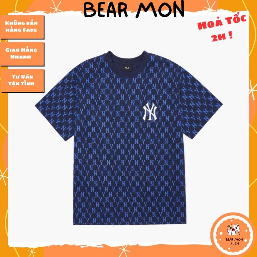 Áo Phông MLB Basic Monogram Allover Short Sleeve T-shirt New York Yankees 3Atsm1023-50Nys màu xanh