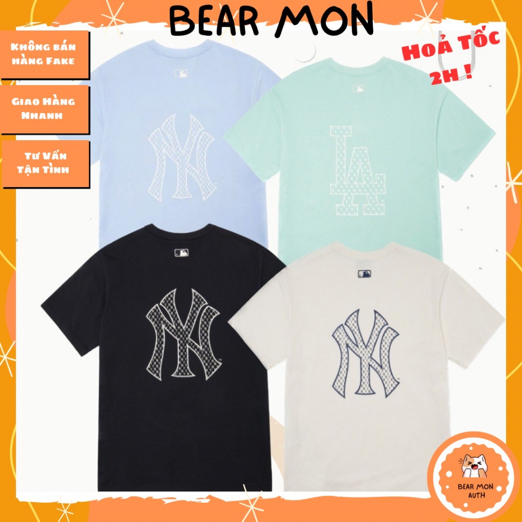 Áo Thun Nam Nữ MLB Basic Monogram Back Logo Short Sleeve T-shirt LA Dodgers New York Yankees 3Atsm2023 logo La Và Ny