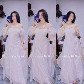 ĐẦM DÀI VIỀN BÈO KÈM DÂY CỔ HOA HỒNG [BIGSIZE 55-90KG]ẢNH CHỤP THẬT