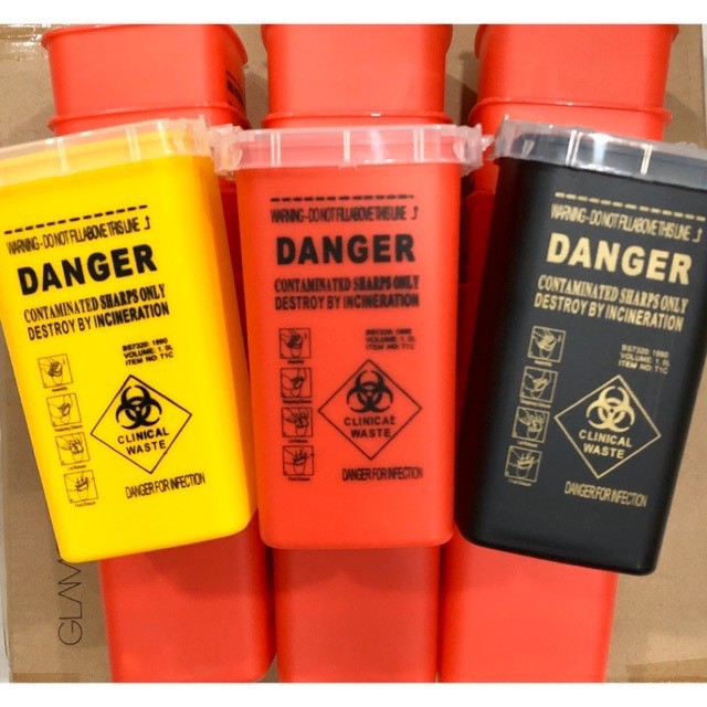 hùng Rác Mini Đựng Kim Xăm,Bông Lau Trong Phun Xăm, Hộp Đựng Kim Và Rác Thải Dùng Trong Phun Xăm, DC