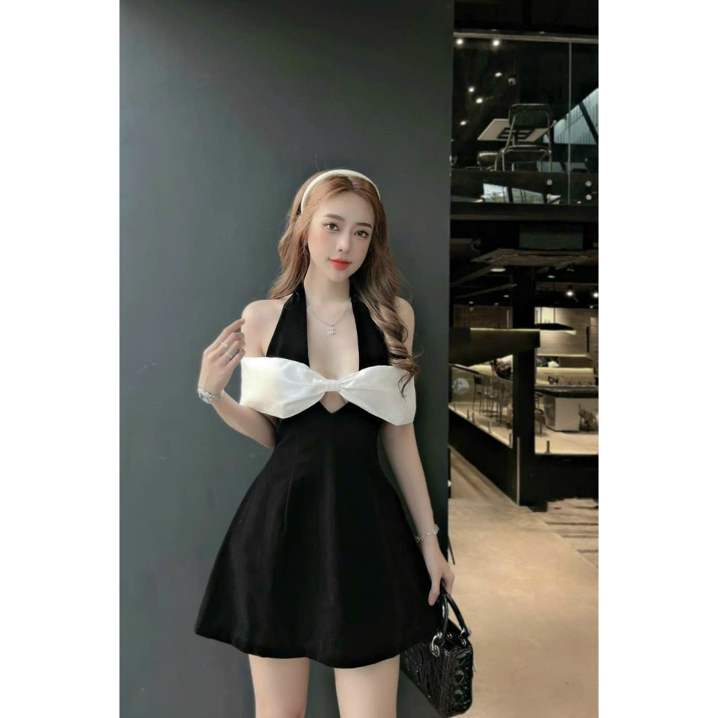 ĐẦM VÁY TRỄ VAI NƠ DÁNG XÒE CHỮ A CỰC PHẨM TUYẾT MƯA CAO CẤP