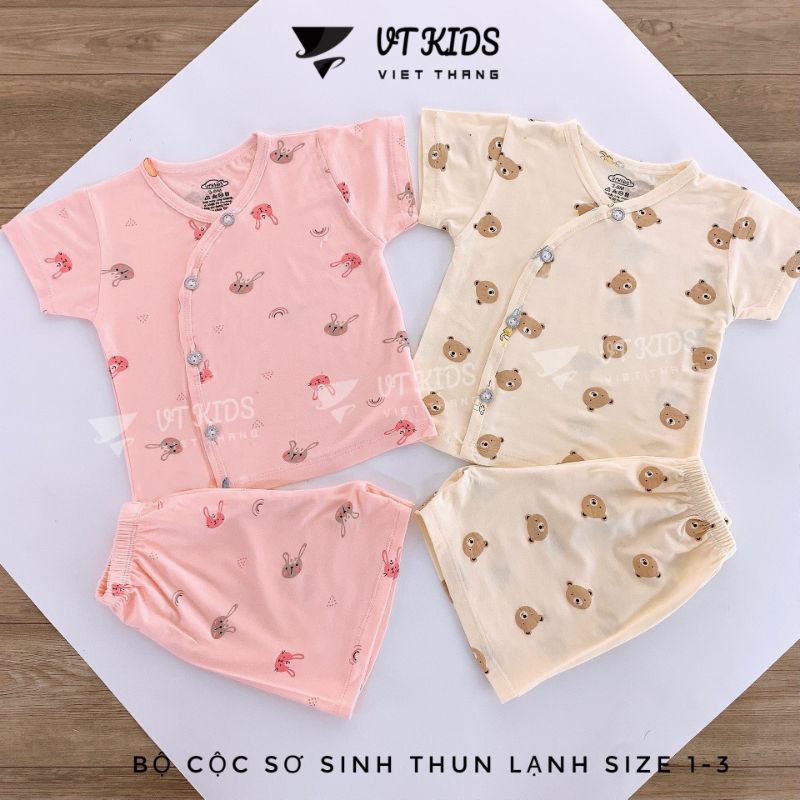 Bộ Sơ Sinh Ngắn Tay Cài Lệch Chất thun lạnh Siêu Mềm Mịn và Mát Cho Bé Trai Bé Gái