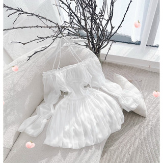Đầm trễ vai trắng dây cổ - Chitchitstore