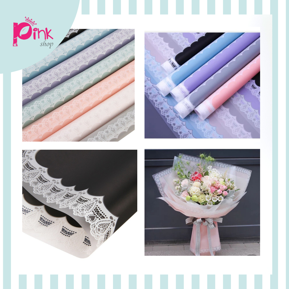 20 Tờ Giấy Bóng Mờ Viền Ren Trắng Mềm Mại Gói Hoa Lãng Mạn - PK0056