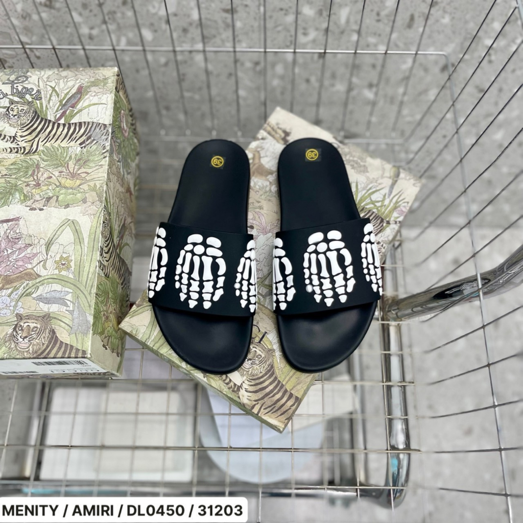 Dép nam Amiri hình xương, Dép quai ngang nam in hình xương 3D - Mẫu mới 2023 Hot