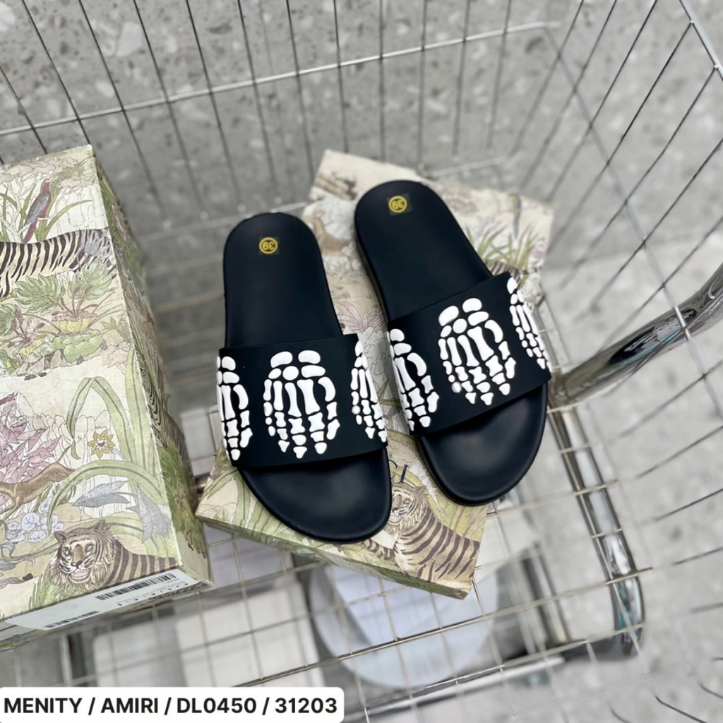 Dép nam Amiri hình xương, Dép quai ngang nam in hình xương 3D - Mẫu mới 2023 Hot