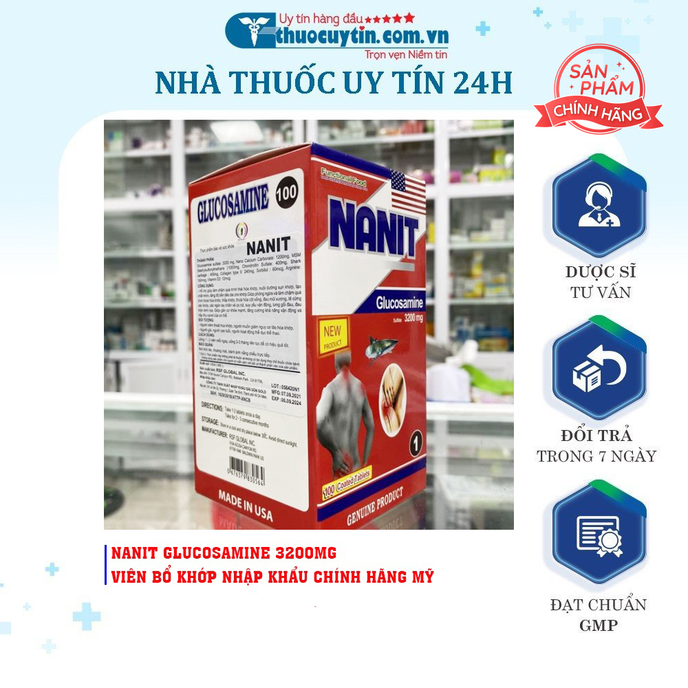NANIT GLUCOSAMINE 3200MG - VIÊN BỔ KHỚP NHẬP KHẨU CHÍNH HÃNG MỸ