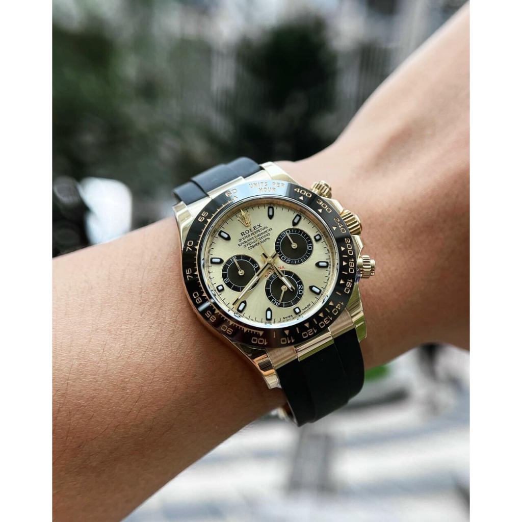 Đồng hồ Nam Rolex dây cao su máy nhật dòng cơ Automatic size 41mm măt vàng vỏ vàng gold