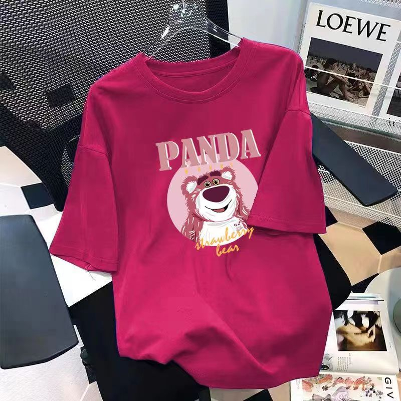 Gấu dâu Áo ngắn tay in họa tiết 100% cotton mẫu mới thanh long