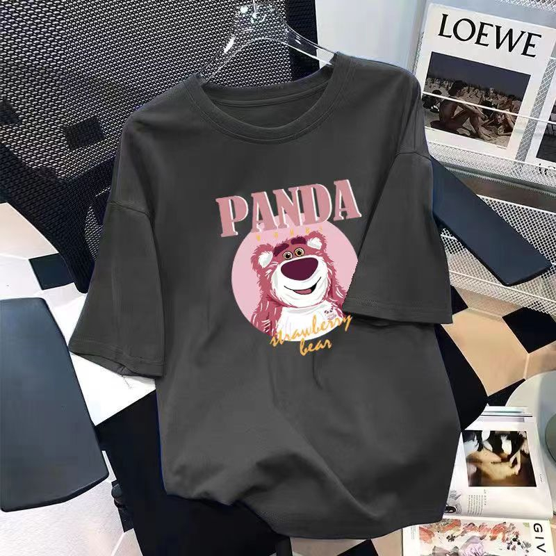 Gấu dâu Áo ngắn tay in họa tiết 100% cotton mẫu mới thanh long