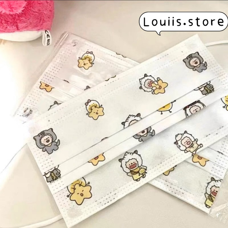 Khẩu trang y tế dễ thương, hoạ tiết hoạt hình gấu người lớn Louiis.store