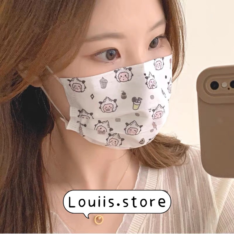 Khẩu trang y tế dễ thương, hoạ tiết hoạt hình gấu người lớn Louiis.store