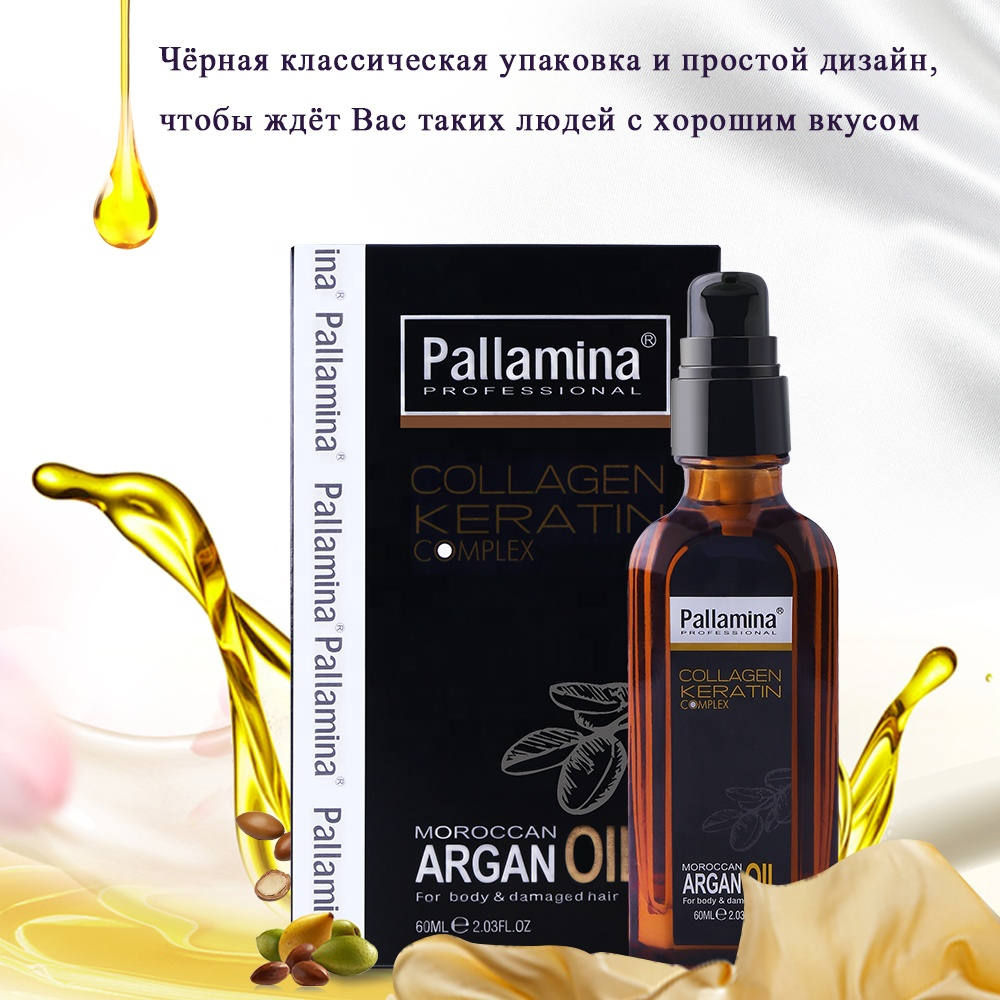 Tinh dầu dưỡng tóc PALLAMINA ARGAN OIL 60ml phục hồi mềm mượt chuẩn salon tại nhà cho tóc khô sơ, tóc uốn nhuộm