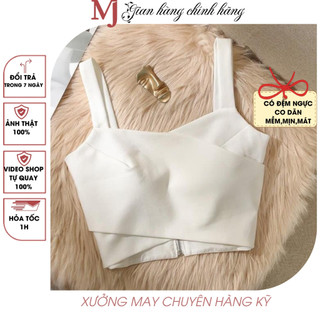  Áo croptop nữ - Áo hai dây bản to - Áo bra có đệm ngực phối khóa kéo sau lưng phong cách quyến rũ sang chảnh 1 