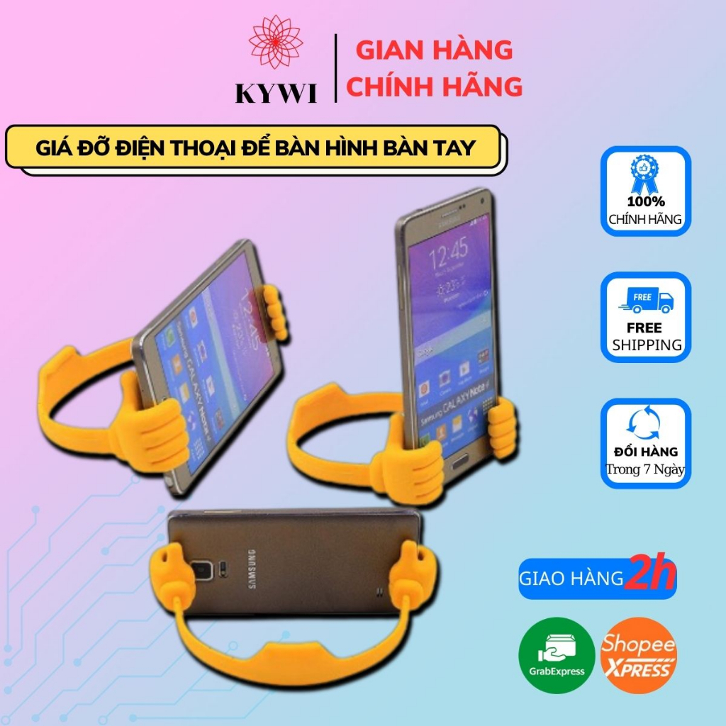 Giá đỡ điện thoại để bàn K W hình bàn tay gấp gọn đa năng chất liệu nhựa cao cấp cho điện thoại