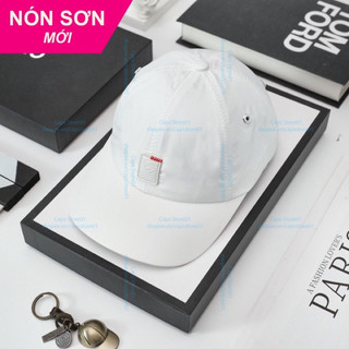 Mũ lưỡi trai nón sơn trắng chỉ đỏ vải dù