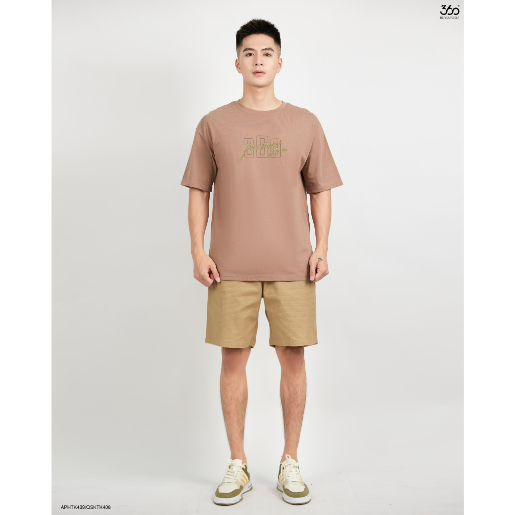 Áo thun nam ngắn tay form rộng in chữ nổi thương hiệu 360 Boutique chất liệu cotton cao cấp - APHTK439