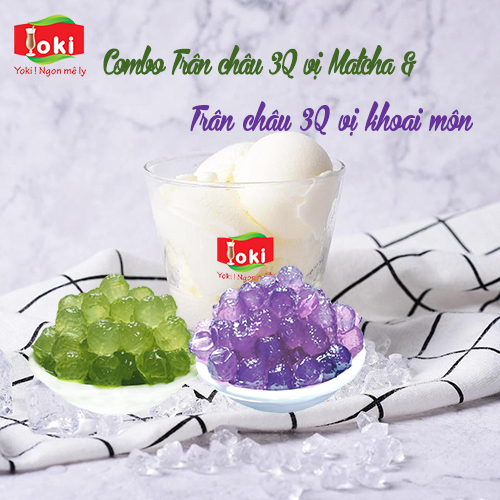 Combo Trân châu 3Q vị Matcha & Trân châu 3Q vị khoai môn